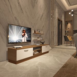 Eko 4b Slm Dvd Tv Ünitesi Tv Sehpası Ceviz Beyaz