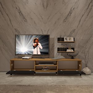 Eko 4 Mdf Dvd Gold Tv Ünitesi Tv Sehpası Pera Siyah