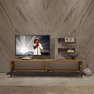 Eko 4 Mdf Std Gold Tv Ünitesi Tv Sehpası Pera Siyah Mermer