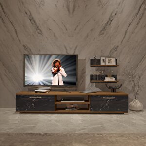 Eko 4 Mdf Dvd Tv Ünitesi Tv Sehpası Ceviz Siyah Mermer