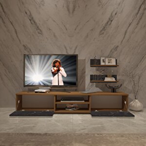 Eko 4 Mdf Dvd Tv Ünitesi Tv Sehpası Ceviz Siyah Mermer
