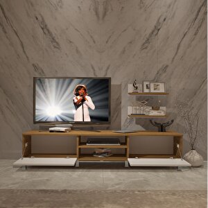 Eko 4 Mdf Dvd Krom Ayaklı Tv Ünitesi Tv Sehpası Pera Beyaz