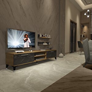 Eko 4 Mdf Dvd Silver Tv Ünitesi Tv Sehpası Pera Siyah Mermer
