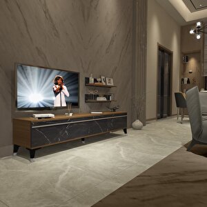 Eko 4 Mdf Std Silver Tv Ünitesi Tv Sehpası Ceviz Siyah Mermer