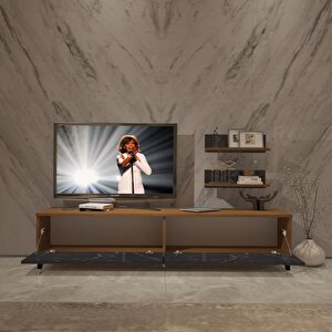 Eko 4 Mdf Std Silver Tv Ünitesi Tv Sehpası Ceviz Siyah Mermer