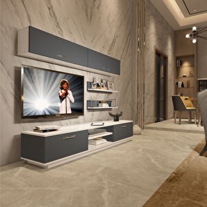 Eko 5b Mdf Dvd Tv Ünitesi Tv Sehpası Beyaz - Antrasit