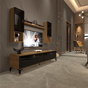 Eko 5da Mdf Std Gold Tv Ünitesi Tv Sehpası Pera Siyah