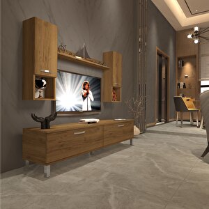Eko 5da Mdf Std Krom Ayaklı Tv Ünitesi Tv Sehpası Naturel Pera
