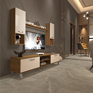 Eko 5da Mdf Dvd Krom Ayaklı Tv Ünitesi Tv Sehpası Pera Beyaz
