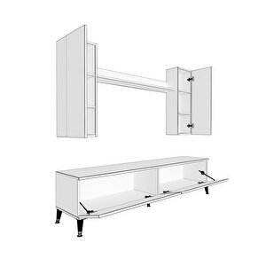 Eko 5d Mdf Std Gold Tv Ünitesi Tv Sehpası Pera Beyaz