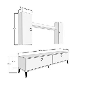Eko 5d Mdf Std Gold Tv Ünitesi Tv Sehpası Pera Beyaz