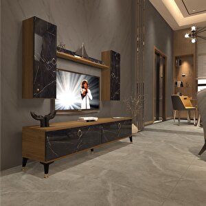 Eko 5d Mdf Std Gold Tv Ünitesi Tv Sehpası Pera Siyah Mermer
