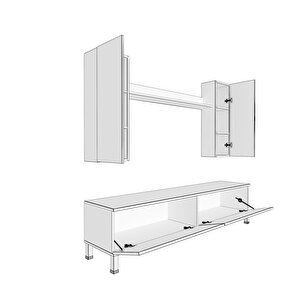 Eko 5d Mdf Std Krom Ayaklı Tv Ünitesi Tv Sehpası Naturel Pera