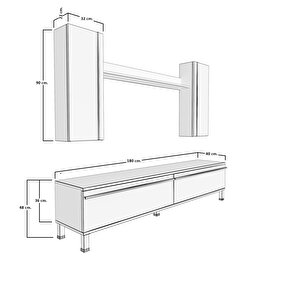 Eko 5d Mdf Std Krom Ayaklı Tv Ünitesi Tv Sehpası Naturel Pera