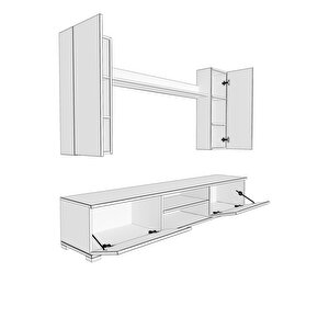 Eko 5d Mdf Dvd Tv Ünitesi Tv Sehpası Pera Siyah Mermer