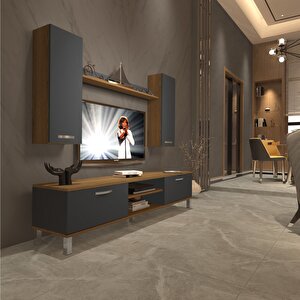 Eko 5d Mdf Dvd Krom Ayaklı Tv Ünitesi Tv Sehpası Pera Antrasit