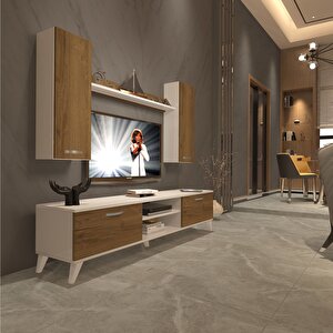Eko 5d Mdf Dvd Retro Tv Ünitesi Tv Sehpası Beyaz Pera