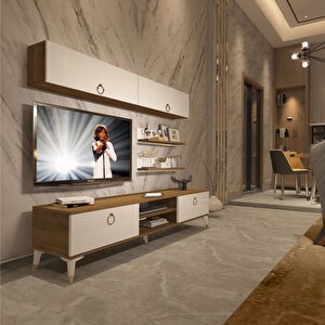 Eko 5 Mdf Dvd Gold Tv Ünitesi Tv Sehpası Pera Beyaz