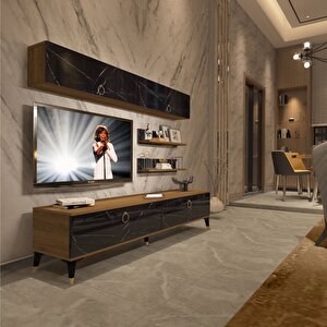Eko 5 Mdf Std Gold Tv Ünitesi Tv Sehpası Pera Siyah Mermer