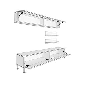 Eko 5 Mdf Std Krom Ayaklı Tv Ünitesi Tv Sehpası Beyaz Pera