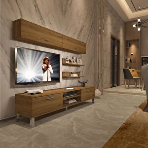 Eko 5 Mdf Dvd Krom Ayaklı Tv Ünitesi Tv Sehpası Naturel Pera