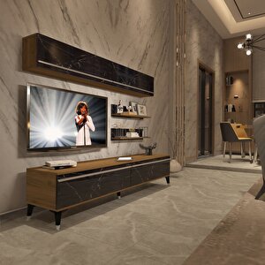 Eko 5 Mdf Std Silver Tv Ünitesi Tv Sehpası Pera Siyah Mermer