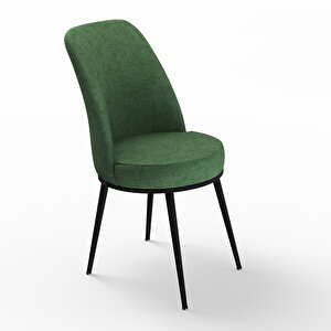 Neon 6 Adet 1. Kalite Siyah Ayaklı  Sandalye Haki Yeşil
