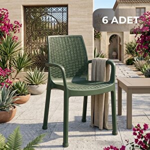 Efes (rattan) Sandalye Ekonomik 6 Adet Koyu Yeşil