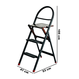 Merdiven Sandalye Katlanır Metal Merdiven 3 Basamaklı 8028