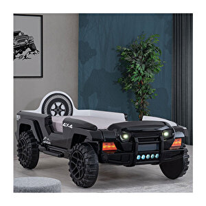 Arabalı Yatak, Jeep Süperlüx Ledli Arabalı Yatak, 90x190 Cm Siyah
