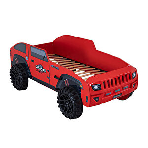 Arabalı Yatak, Jeep Arabalı Yatak, 90x190 Kırmızı