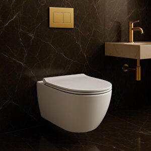 Rondo Beyaz Kanalsız Asma Klozet Rnd5512, Nkp Grande Yavaş Kapak