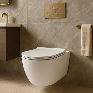 Rondo Beyaz Kanalsız Asma Klozet Rnd5512, Nkp Grande Yavaş Kapak