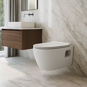 Rondo Beyaz Kanallı Asma Klozet Rnd5508, Nkp Grande Yavaş Kapak