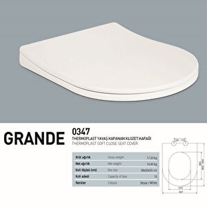 Turavit Rondo Beyaz Kanallı Asma Klozet Rnd5508, Nkp Grande Yavaş Kapak