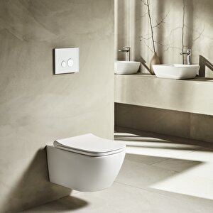 Turavit Luna Beyaz Kanalsız Asma Klozet Ln5610, Nkp Lento Duroplast Yavaş Kapak