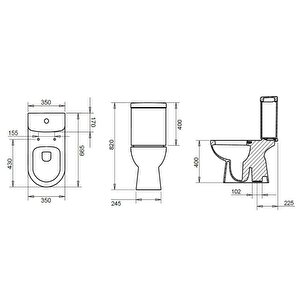 Turavit Alize Beyaz Kanallı Alttan Çıkışlı Klozet Takımı Alz6003, Nkp İnci Yavaş Kapak