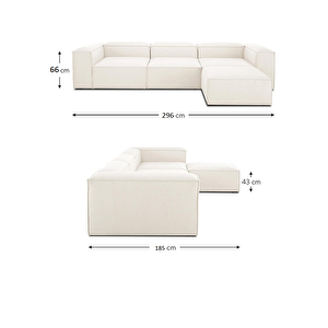 Mode Soft 4 Modül Köşe Koltuk Takımı Kırık Beyaz 01 Keten Kumaş İşbir Sünger(dairenize Teslim)