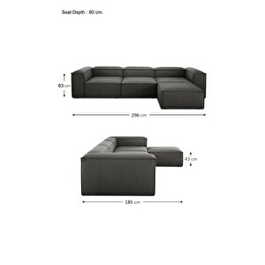 Mode Soft 4 Modül Köşe Takımı 13 Koyu Antrasit Nubuk Kumaş İşbir Sünger (Evinize Teslim)
