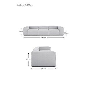 Mode Soft 3 Modül Kanepe 19 Gri Keten Kumaş İşbir Sünger (dairenize Teslim)