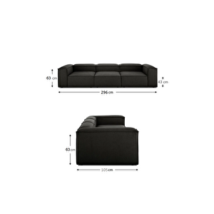 Mode Soft 3 Modül Kanepe 27 Koyu Antrasit Keten Kumaş İşbir Sünger (dairenize Teslim)