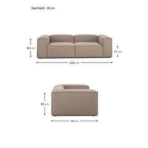 Mode Soft 2 Modül Kanepe Kahverengi Keten 11 Kumaş İşbir Sünger (dairenize Teslim)