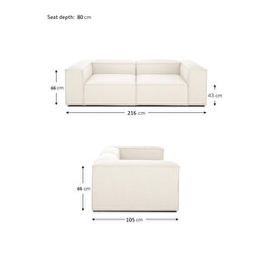 Mode Soft 3 Modül Köşe Koltuk Takımı Kırık Beyaz Keten Kumaş  (dairenize Teslim) Kırık Beyaz