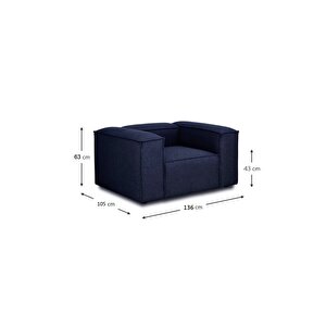 Mode Soft Tek Modül Berjer Lacivert Keten Kumaş İşbir Sünger (Evinize Teslim) Lacivert