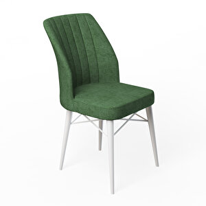 Liva 2 Adet 1. Kalite Beyaz Gürgen Ayaklı Sandalye Haki Yeşil
