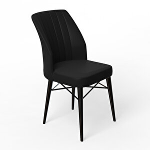 Liva 2 Adet 1. Kalite Siyah Gürgen Ayaklı Sandalye Siyah