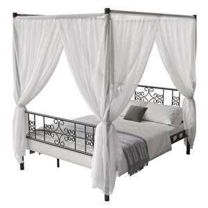 Argimo Stella Sultan Başlıklı Çift Kişilik Ferforje Siyah Metal Karyola 150x200 (cibinliksiz)