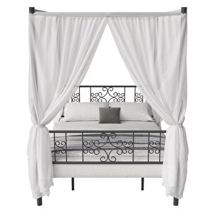 Argimo Stella Sultan Başlıklı Çift Kişilik Ferforje Siyah Metal Karyola 140x200 (cibinliksiz)