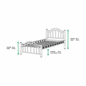 Argimo Belinay Tek Kişilik Ferforje Beyaz Metal Karyola 100x200