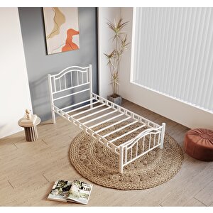 Belinay Tek Kişilik Ferforje Beyaz Metal Karyola 90x200